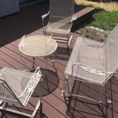 Vintage Painted Iron Four-Piece Patio Seating Set