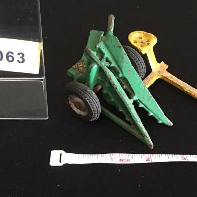 Vintage Arcade Tractor plow toy Original paint