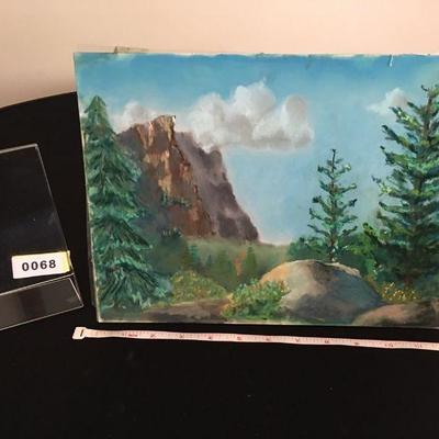 Original vintage pastel mountain landscape by local artist Ed Cooper. 