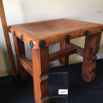 Vintage sturdy Mexican stool with leather top