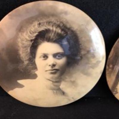 Lot of Three Large Victorian Portrait Photo Buttons