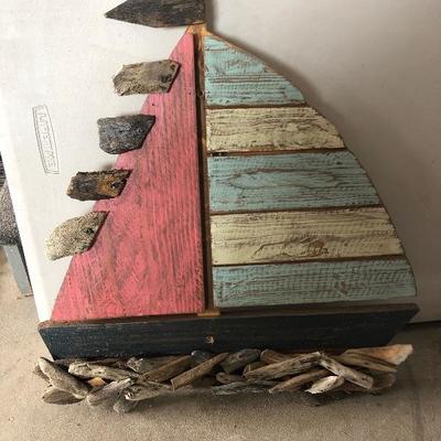 Driftwood boat wall art 