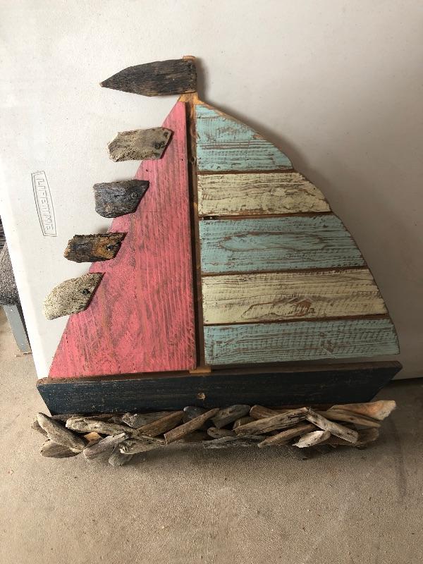 Driftwood boat wall art