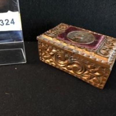 Antique Hand-Worked Mexican Copper Stamped Catholic Jesus Christ Rosary Box 