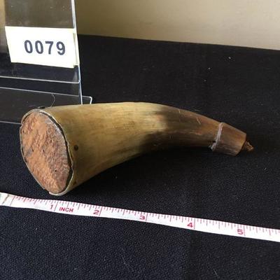 19th C Powder Horn with wooden stopper