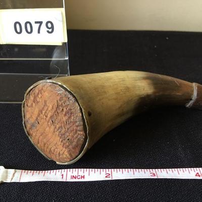 19th C Powder Horn with wooden stopper