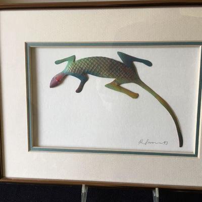 Michael Anton Bruckdorfer dimensional copper gecko artwork Framed and Inhabited