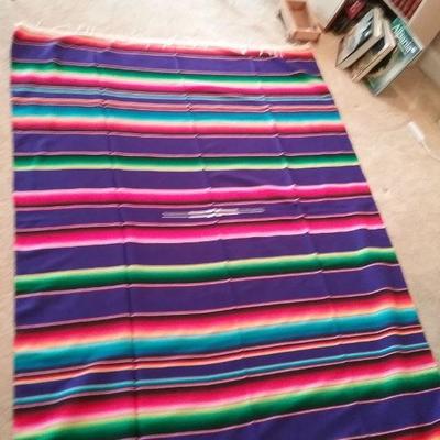 Purple & multi color Mexican fringed  blanket