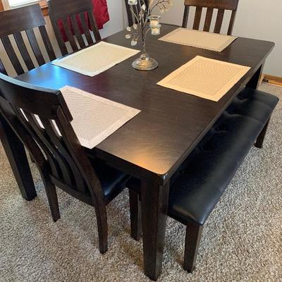 Black Dining table / chairs & bench