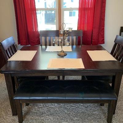 Black Dining table / chairs & bench