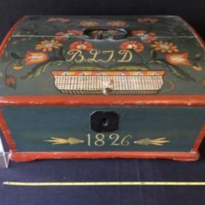 Antique 19th Century Scandinavian Hand Painted Bible Box 