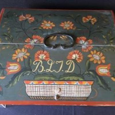 Antique 19th Century Scandinavian Hand Painted Bible Box 