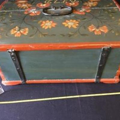 Antique 19th Century Scandinavian Hand Painted Bible Box 