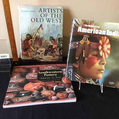 3 Art and Photo books - American Indian, Artists of the Old West and Southwestern Pottery