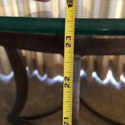 Glass Top Metal Base Lamp Occasional Table