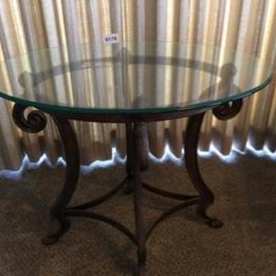 Glass Top Metal Base Lamp Occasional Table
