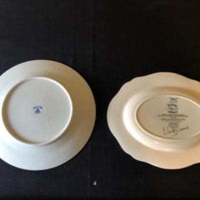 Two-Piece Lot Blue Fiord Plate & Wedgewood #1129 Platter