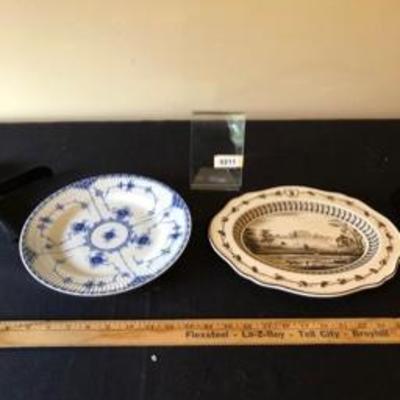 Two-Piece Lot Blue Fiord Plate & Wedgewood #1129 Platter