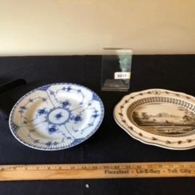 Two-Piece Lot Blue Fiord Plate & Wedgewood #1129 Platter