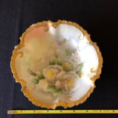 Lot of 4 Plates + Sm. Tea & Saucer + Vase Antique China Porcelain 