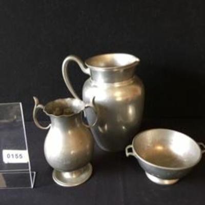 Antique Vintage Three-Piece Pewter Lot