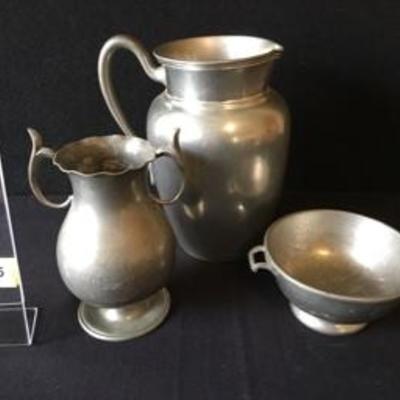 Antique Vintage Three-Piece Pewter Lot