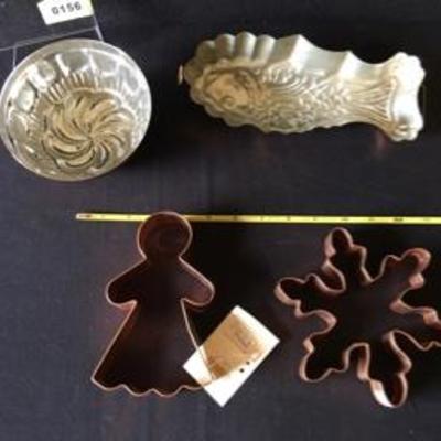 Vintage Four-Piece Copper Mold Cookie Cutter Set
