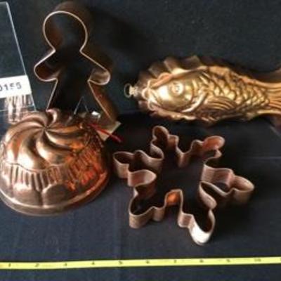 Vintage Four-Piece Copper Mold Cookie Cutter Set