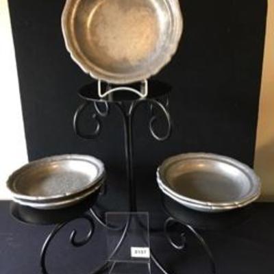 Lot of Five Pewter Vintage Antique Bowls