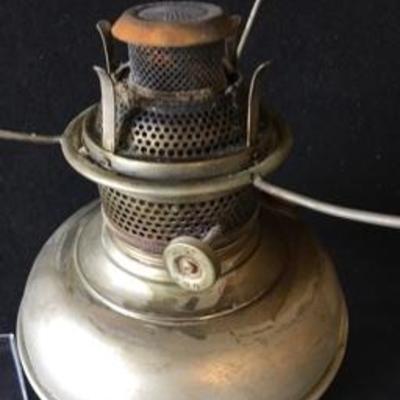 Antique Oil Lamp Painted Glass Shade