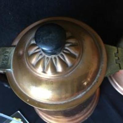 Two-Piece Lot of Copper Coffee Pot + English Tea Kettle