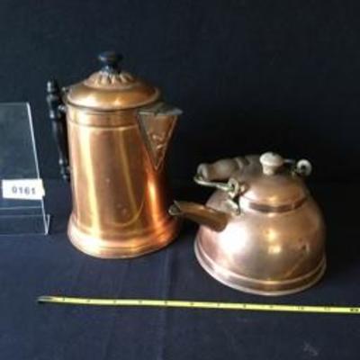 Two-Piece Lot of Copper Coffee Pot + English Tea Kettle