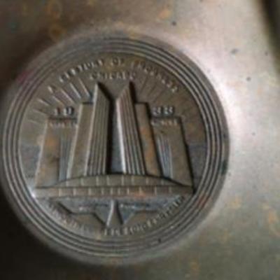 Antique Worlds Fair 1933 Chrysler Dodge DeSoto Plymouth Ashtray Chicago Copper