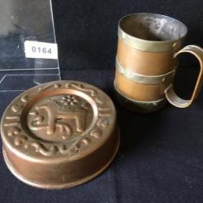 Antique Vintage Swedish Copper Mold & Copper Brass Mug