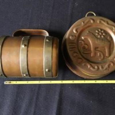 Antique Vintage Swedish Copper Mold & Copper Brass Mug