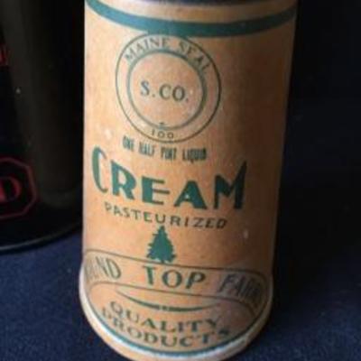 Two-Piece Lot Antique Coffee Tin & Creamer Container