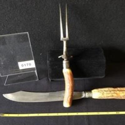 Antique Vintage Horn-Handle Two-Piece Carving Set