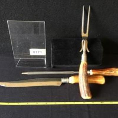 Antique Three-Piece Hood-Handled Carving Set