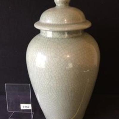 Green Crackle Glaze Asian Decorative Lidded Jar