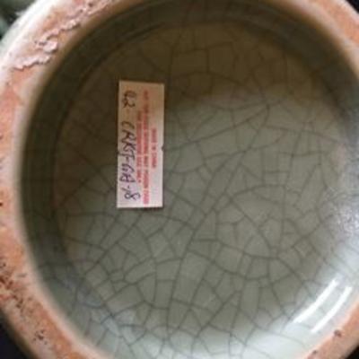 Green Crackle Glaze Asian Decorative Lidded Jar