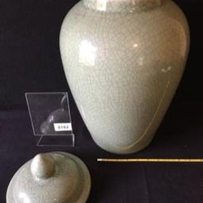 Green Crackle Glaze Asian Decorative Lidded Jar