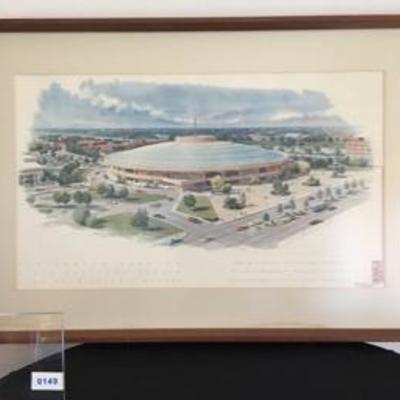 Wichita History Century II MCM Mid Century Modern Framed Archtect-Produced Lithograph