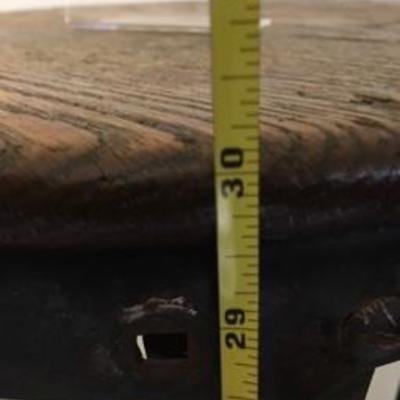 Single Antique Oak Steel Ice Cream Parlor Bar-Height Stool
