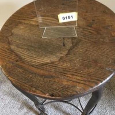 Single Antique Oak Steel Ice Cream Parlor Bar-Height Stool