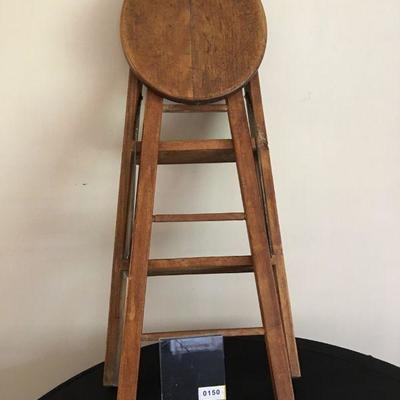 Antique Wooden Folding Step Stool Ladder