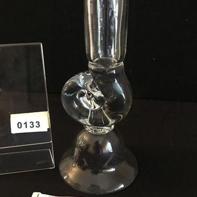 Blown Glass Candlestick on base. Very unusual