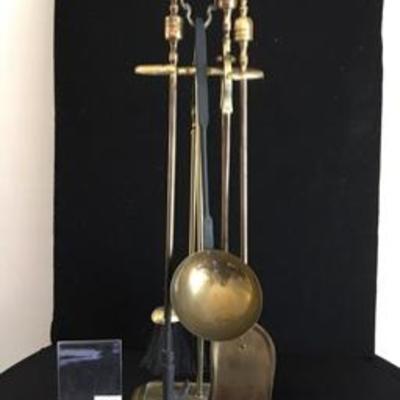 Vintage Brass Fireplace Set Tools