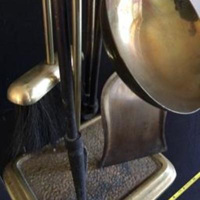 Vintage Brass Fireplace Set Tools