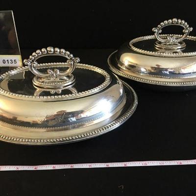 Heavy Impressive lidded Silverplate Covered dishes