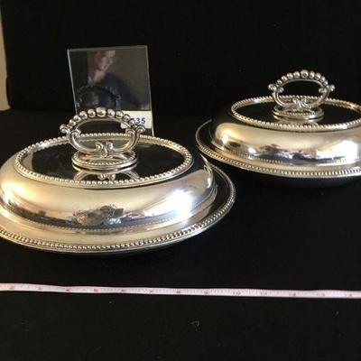 Heavy Impressive lidded Silverplate Covered dishes